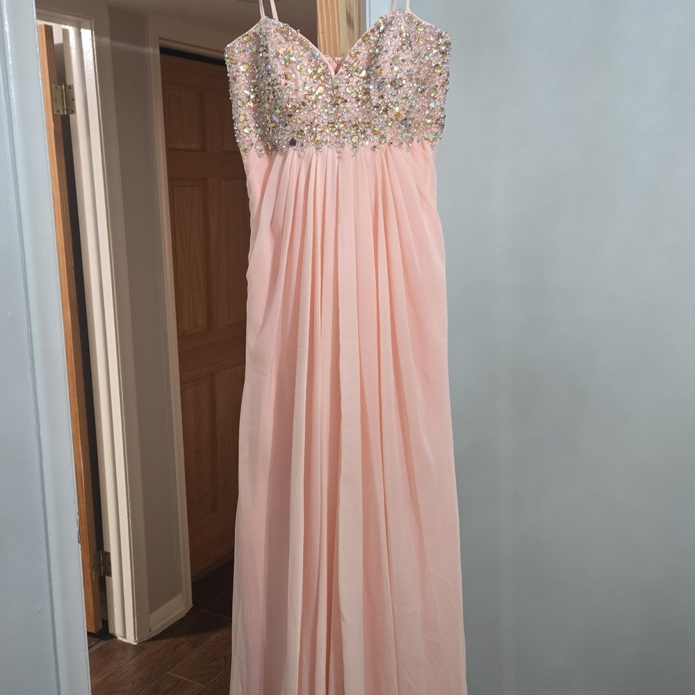 Dave & Johnny Coral Dress with Sparkling Embellishments